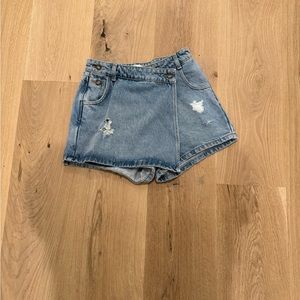 Zara Light Blue Asymmetrical Jean Skort Size Small